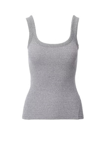 The Essential Rib Wide String Tank in Heather Gray