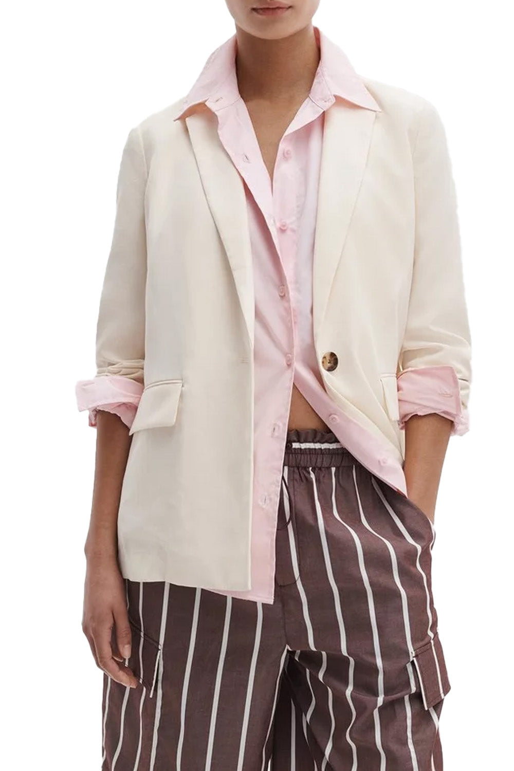 Jennie Linen Blazer in Ivory