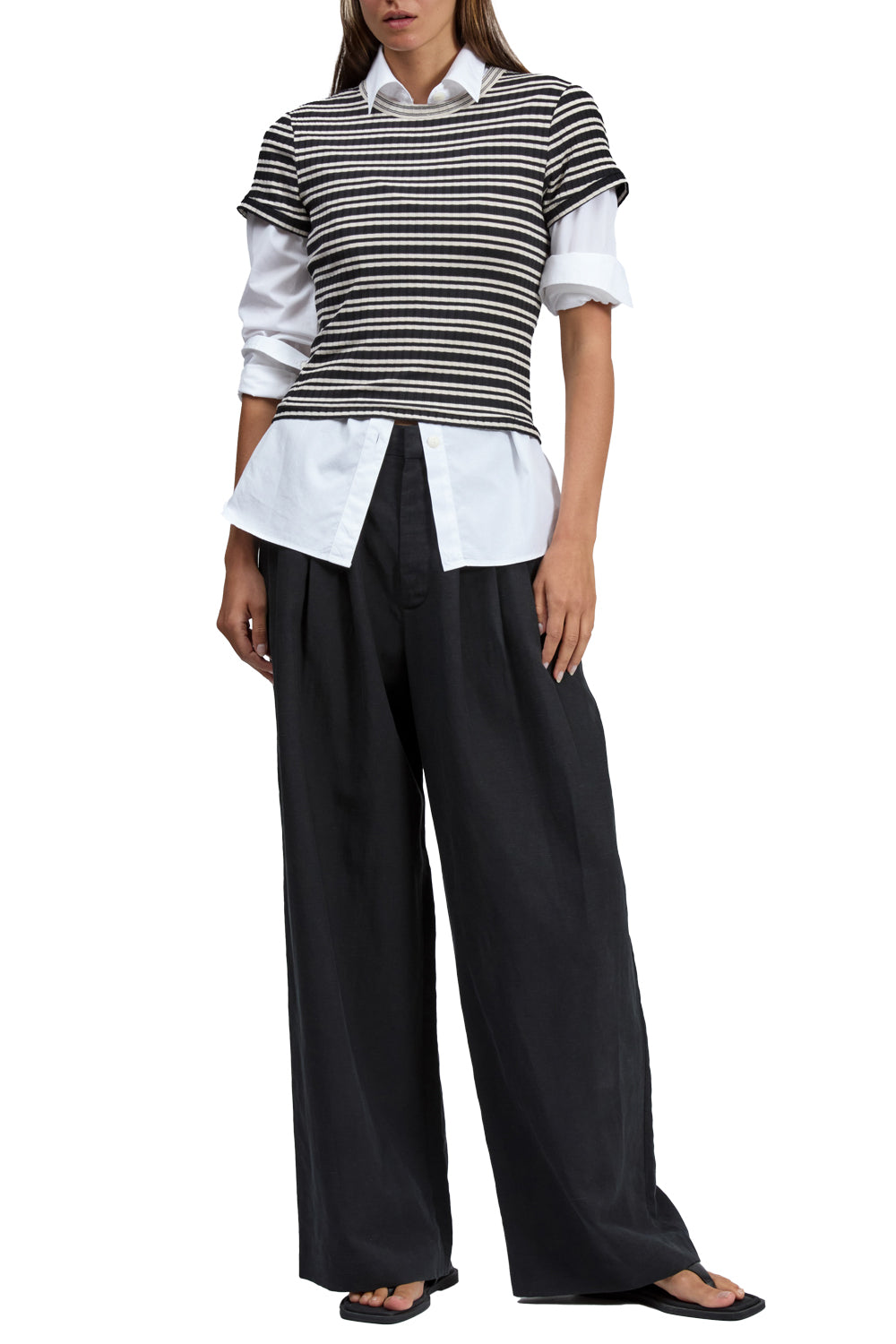 Luca Stripe Tee in Black Multi