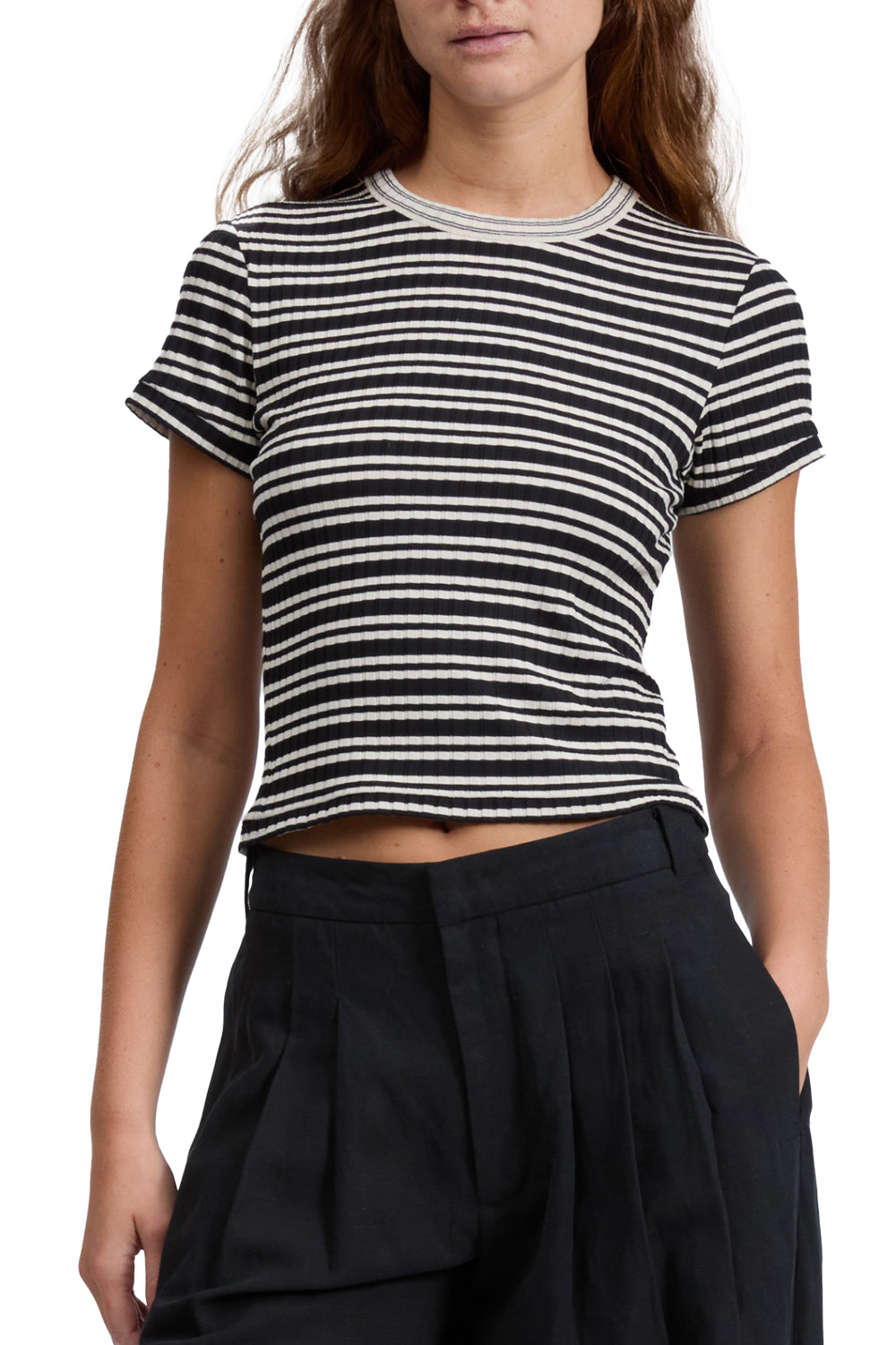 Luca Stripe Tee in Black Multi