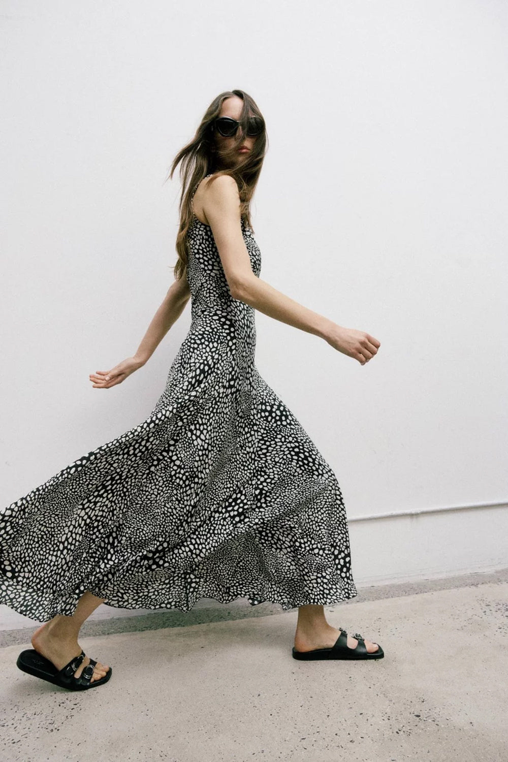 Sinead Printed Dress in Black Leopard