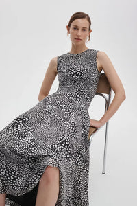 Sinead Printed Dress in Black Leopard