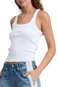 The Essential Rib Wide String Tank in White