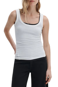 The Essential Ribbed U-Neck Tank in White