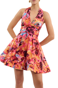 Gardenia Mini Dress in Pink Floral Print