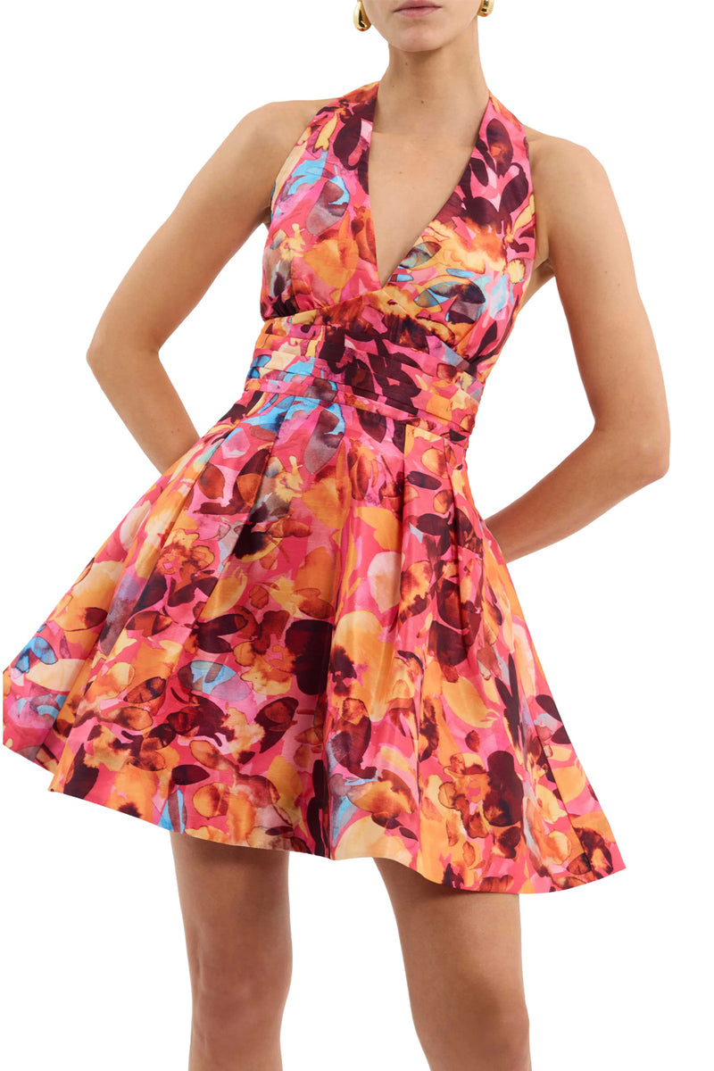 Gardenia Mini Dress in Pink Floral Print