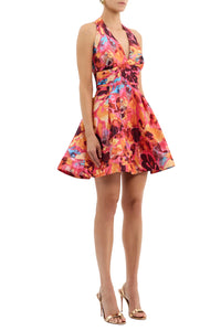 Gardenia Mini Dress in Pink Floral Print