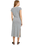 Selah Dress in Ivory Navy Micro Stripe