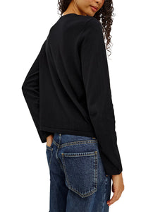 Cotton Cashmere Long Sleeve Tee in Black