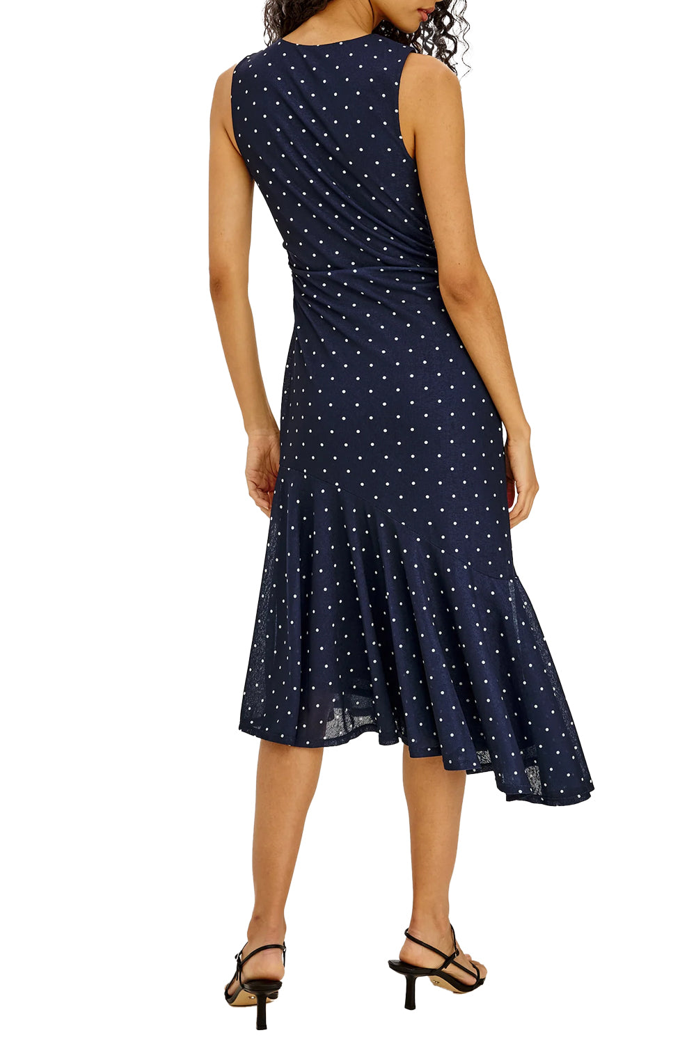Daija Dress in Navy Polka Dots