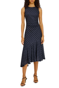 Daija Dress in Navy Polka Dots