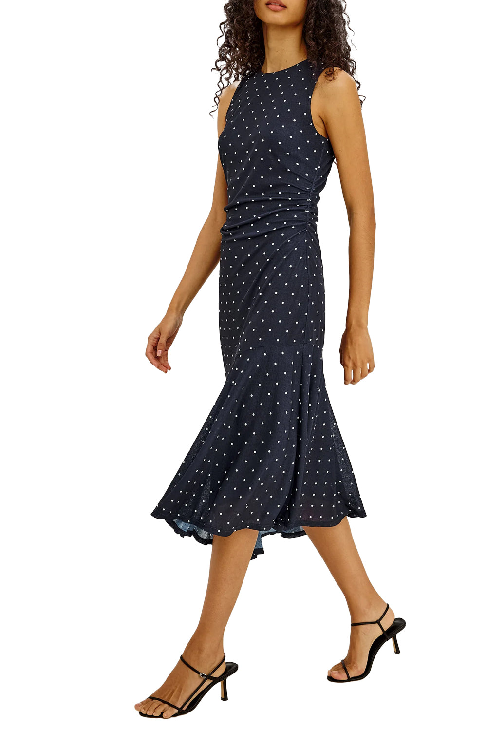 Daija Dress in Navy Polka Dots