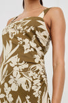 Damaris Dress in Olive Tropic