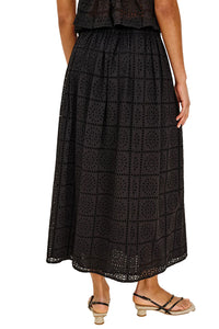 Dax Skirt in Black Grid Embroidery
