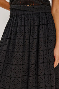 Dax Skirt in Black Grid Embroidery