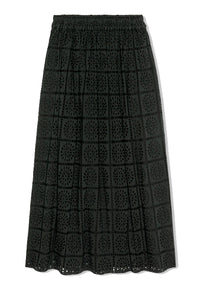 Dax Skirt in Black Grid Embroidery