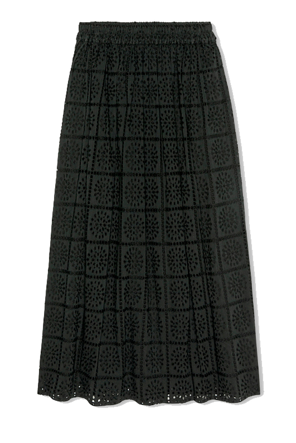 Dax Skirt in Black Grid Embroidery