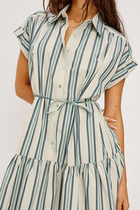 Evaline Dress in Marsala Stripe