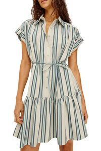 Evaline Dress in Marsala Stripe