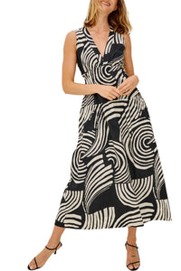 Genevieve Dress in Onyx Waves