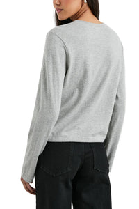 Cotton Cashmere Long Sleeve Tee in Heather Grey