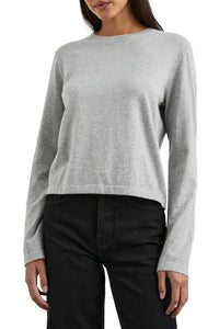 Cotton Cashmere Long Sleeve Tee in Heather Grey