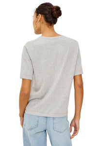 Cotton Cashmere Short Sleeve Tee in Heather Grey