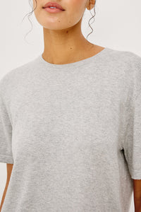 Cotton Cashmere Short Sleeve Tee in Heather Grey