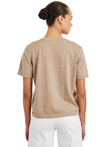 Cotton Cashmere Short Sleeve Tee in Heather Oat