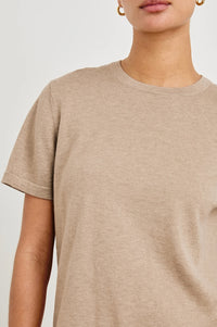 Cotton Cashmere Short Sleeve Tee in Heather Oat