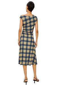 Sorra Dress in Navy Sage Plaid