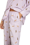 Luna Pajama Set in Rose Stripe Cat