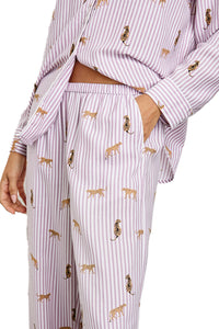 Luna Pajama Set in Rose Stripe Cat