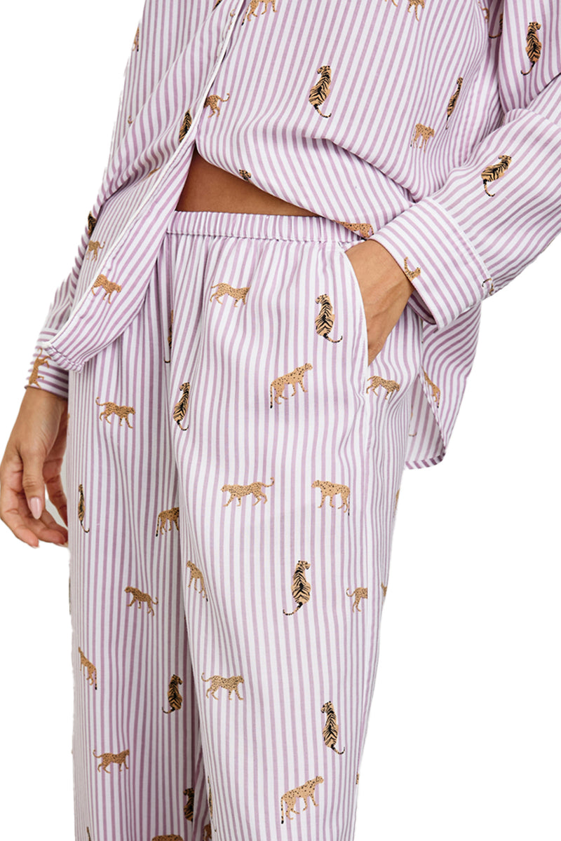 Luna Pajama Set in Rose Stripe Cat