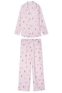 Luna Pajama Set in Rose Stripe Cat