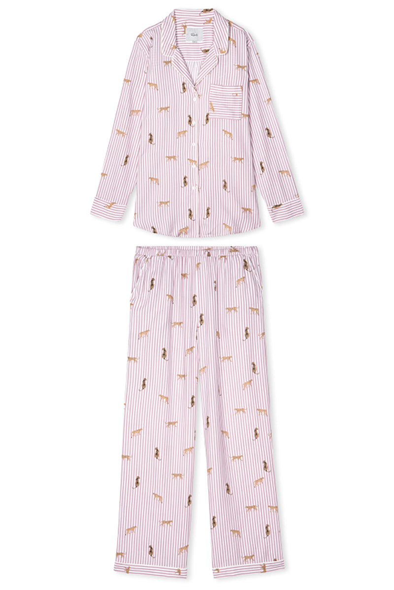 Luna Pajama Set in Rose Stripe Cat