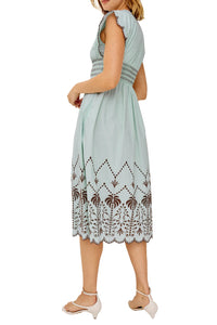 Roxanne Dress in Ocean Palms Embroidery