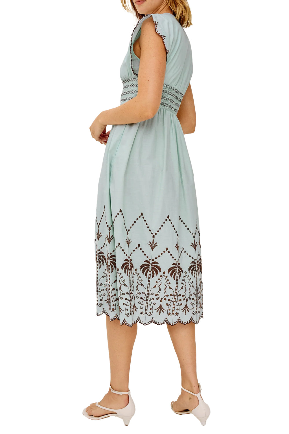 Roxanne Dress in Ocean Palms Embroidery