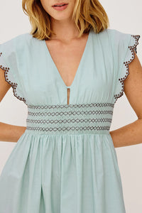 Roxanne Dress in Ocean Palms Embroidery