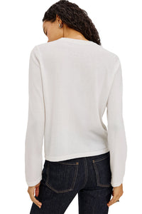 Cotton Cashmere Long Sleeve Tee in White