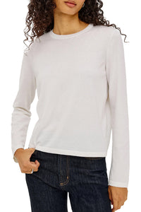 Cotton Cashmere Long Sleeve Tee in White