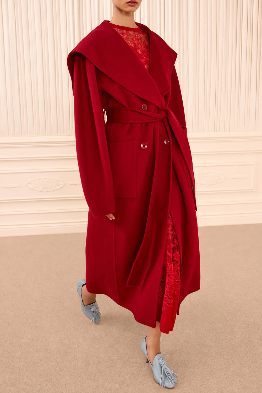 Rory Wool Coat in Cerise