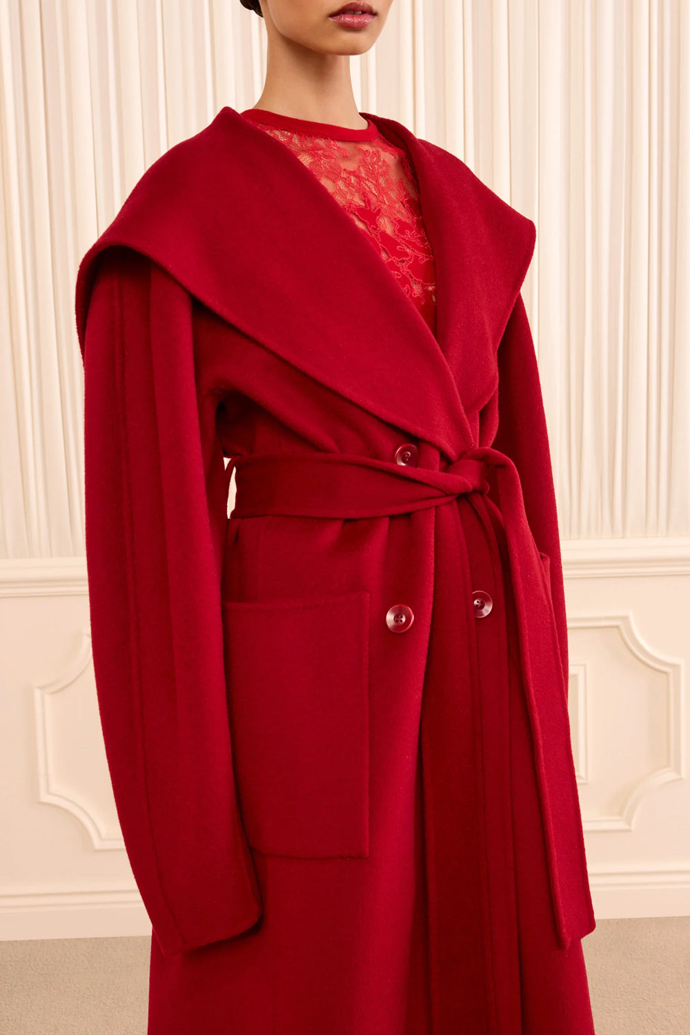 Rory Wool Coat in Cerise