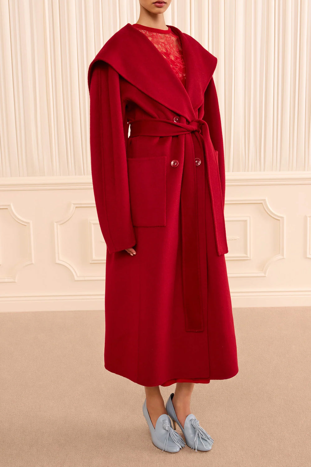 Rory Wool Coat in Cerise