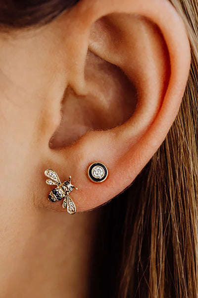 GOLD & DIAMOND MINI BEE STUD SINGLE