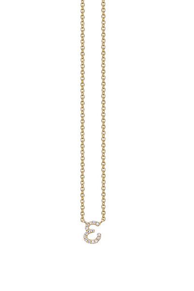 Gold and Pave Diamond 'E' Necklace