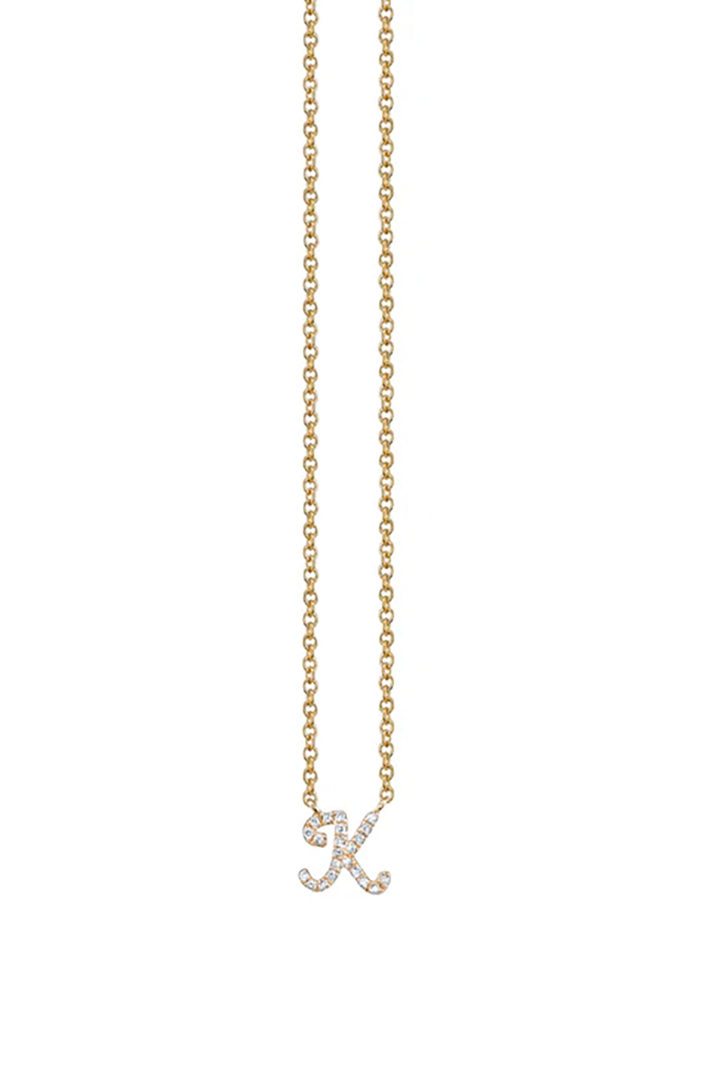 Gold and Pave Diamond 'K' Necklace