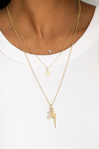 Gold and Pave Diamond 'E' Necklace