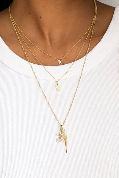 Gold and Pave Diamond 'E' Necklace