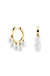 Gold Pearl Drop Huggie Hoops